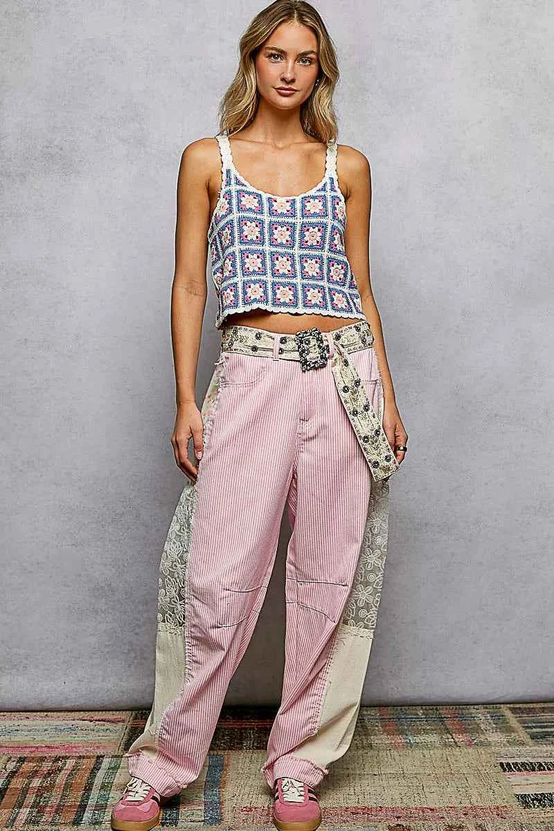 POL Scalloped Edge Cropped Crochet Cami with Granny Square Pattern 1741e216-6ccf-49b3-97b0-45bc4c0667fe-Max-Origin