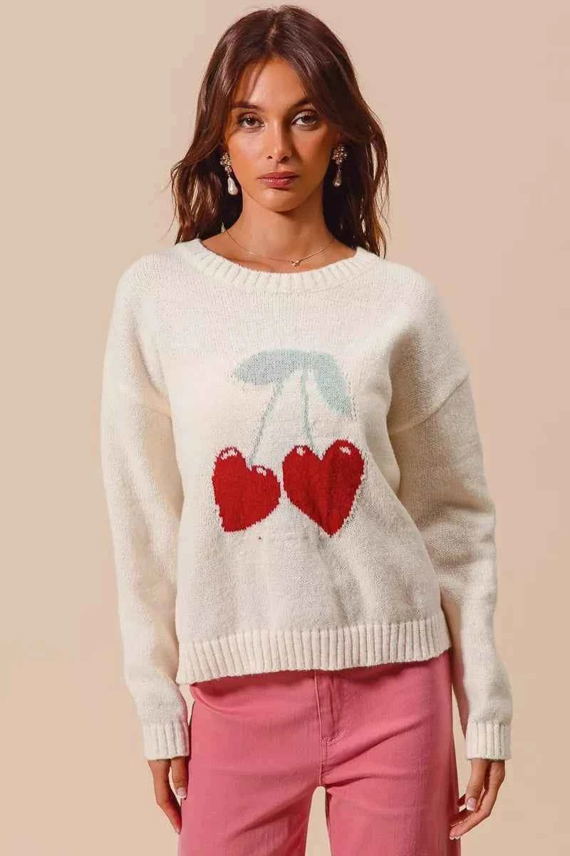 SO ME Heart Cherry Knitted Valentine Sweater Top 174a46bb3fe2465ab604665f2e590dd1-Max-Origin