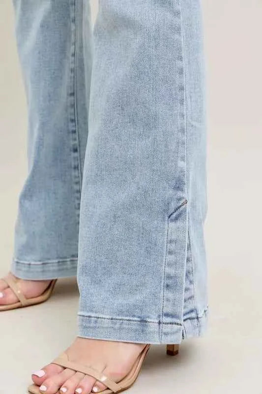 Judy Blue Full Size Tummy Control Vintage Wash Side Slit Slim Boot Jeans Plus Size 175678fa-994b-457c-af6a-d814d13d3b89-Max