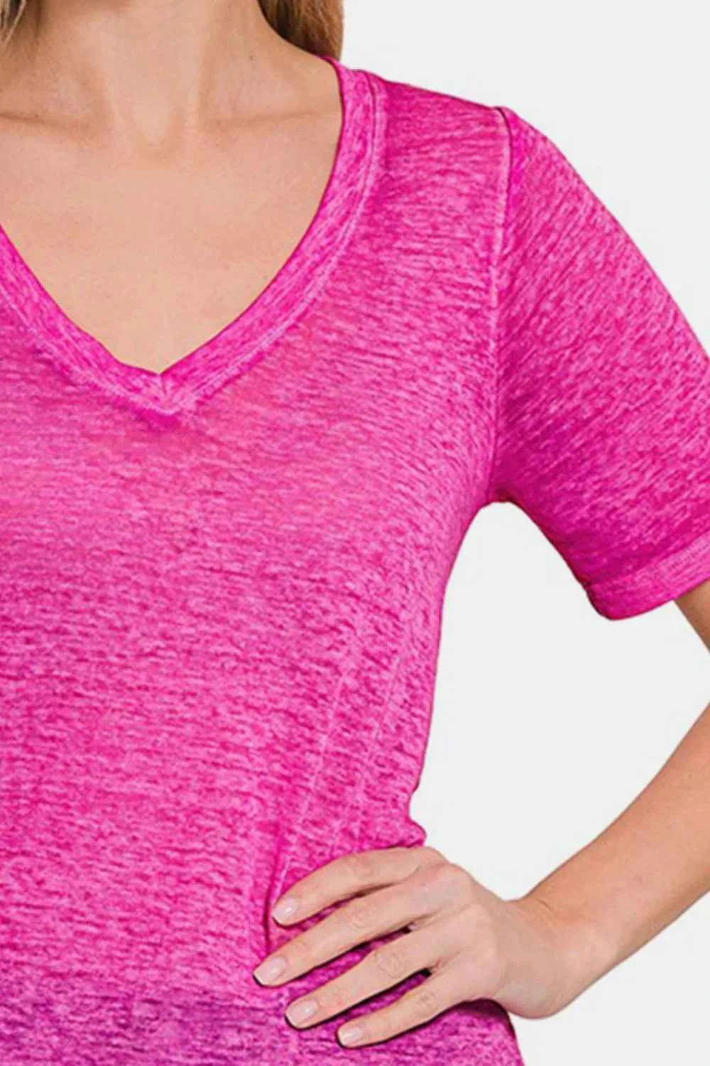 Zenana V-Neck Short Sleeve T-Shirt 17598240-9c93-46e7-a62a-5bd25c918440-Max