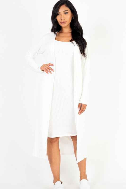 Ribbed Cardigan & Cami Midi Bodycon Dress White 17637796_98bde03c-493a-4128-b6bc-847714546f31
