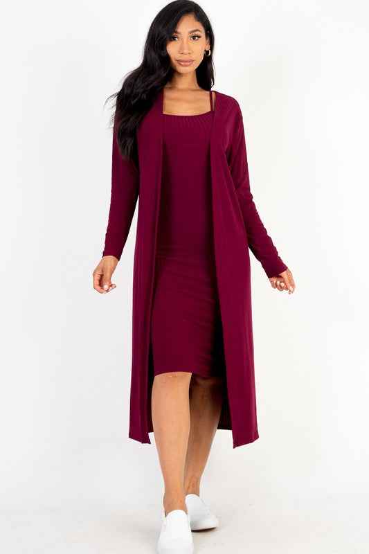 Ribbed Cardigan & Cami Midi Bodycon Dress Burgundy 17637796_fd6c324c-671f-48ee-8be8-a2d41a407f30