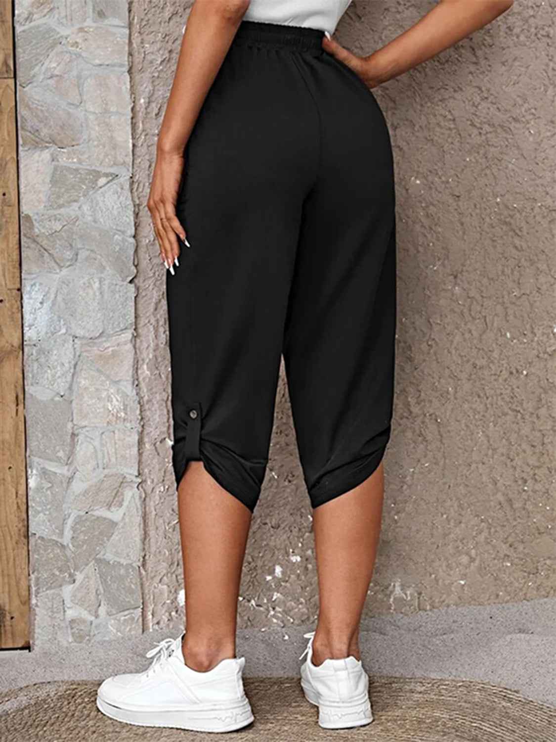 Full Size Roll-Tab Capris Pants 17642bd978a94c56a354482940107378-Max