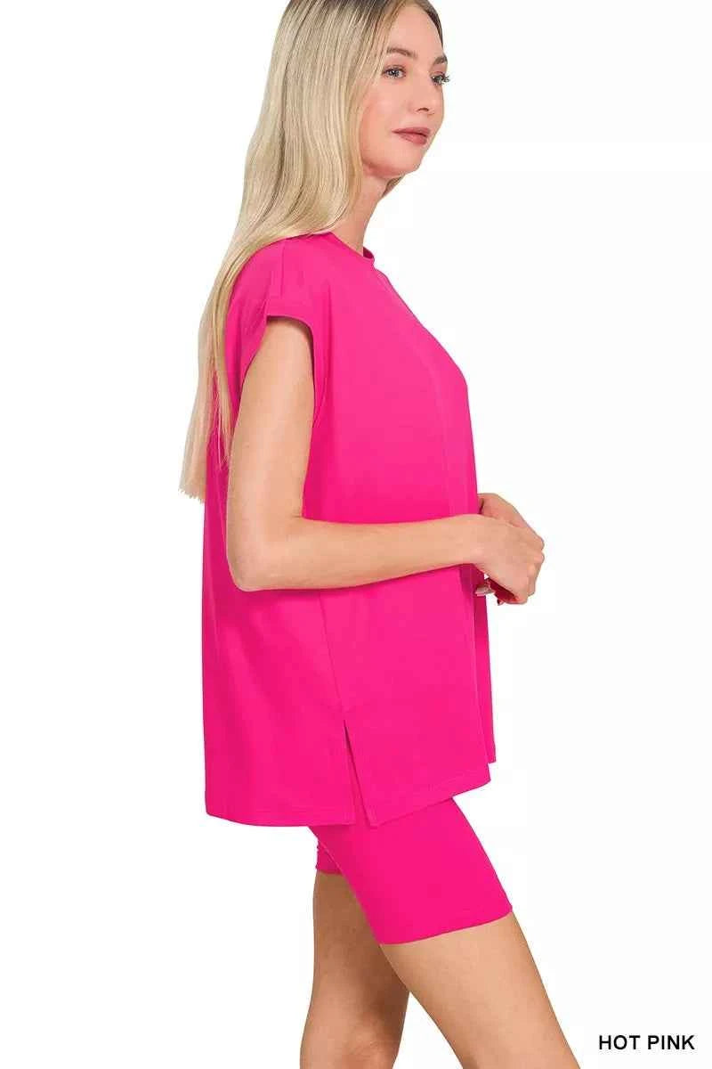 Zenana Brushed Dty Microfiber Top & Biker Shorts 17665f3aa420408b9bd237bdc5b8e765-Max-Origin