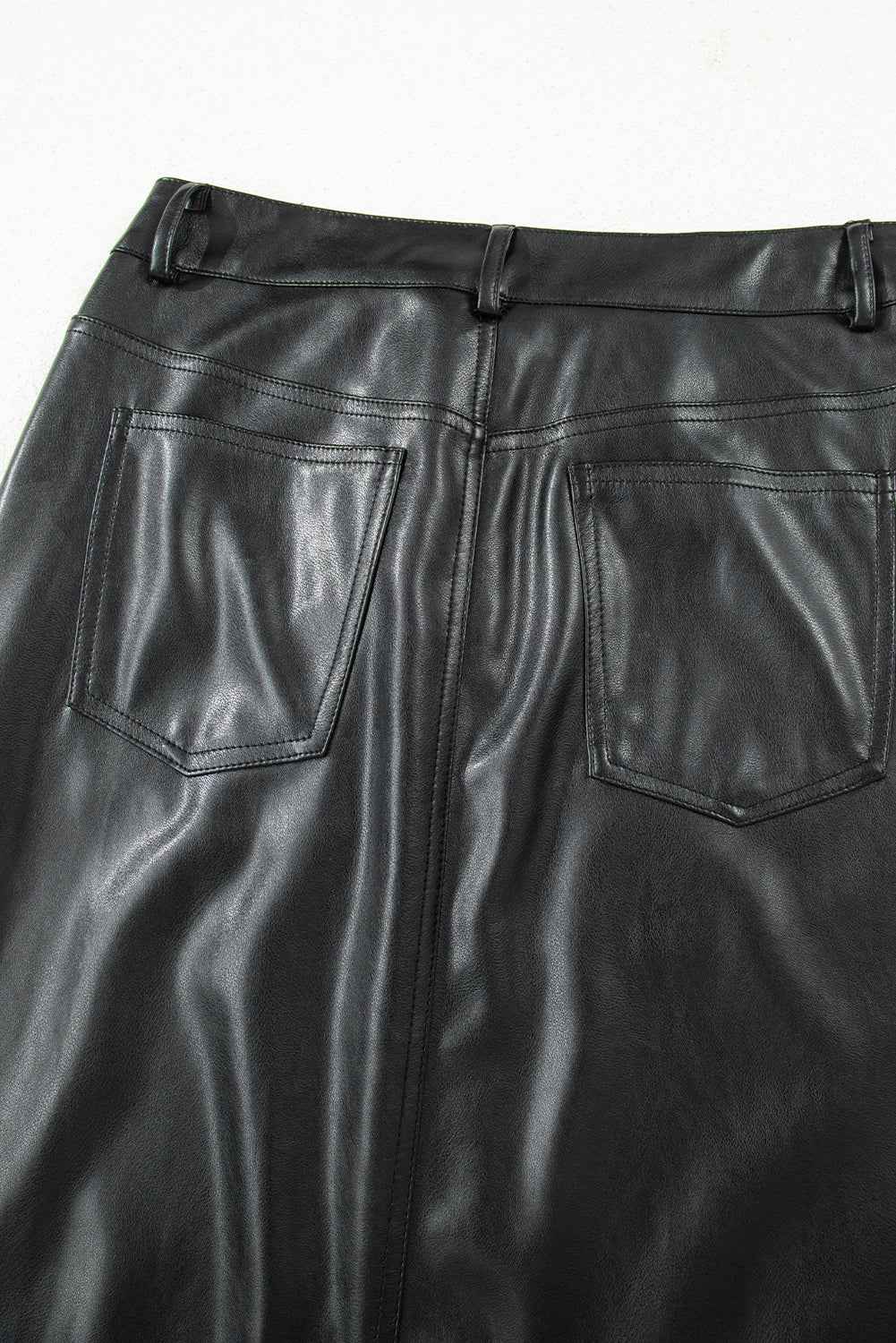 Black Faux Leather Side Slit Maxi Skirt 176b401781d31755
