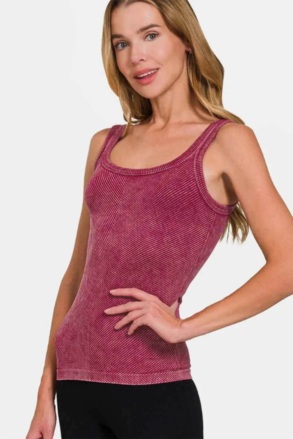Zenana Ribbed Scoop Neck Tank Burgundy 177d9789-9dfe-47ff-9fd1-0468c84044e1-Max
