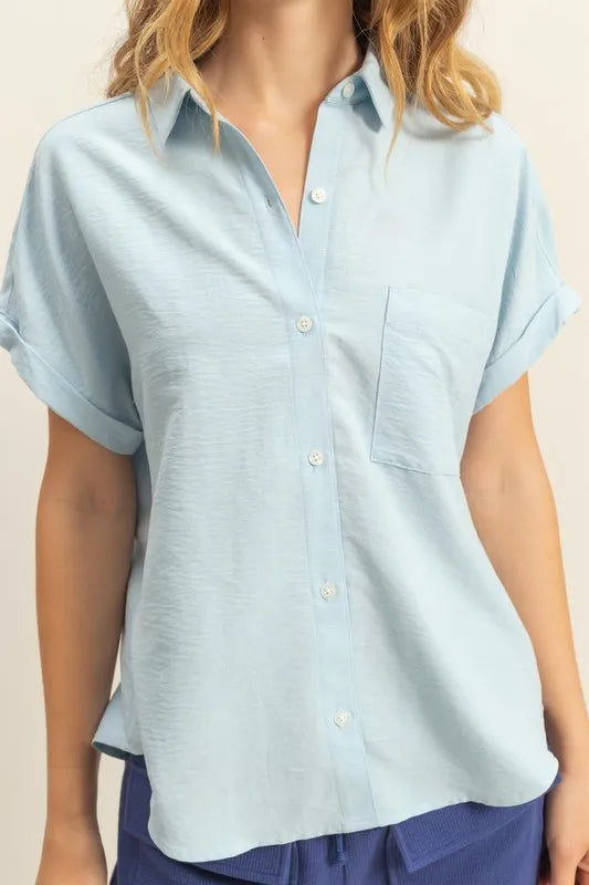 Button Down Collared Neck Short Sleeve Shirt 177f0d049e9b491db01b6d827228d5de-Max-Origin