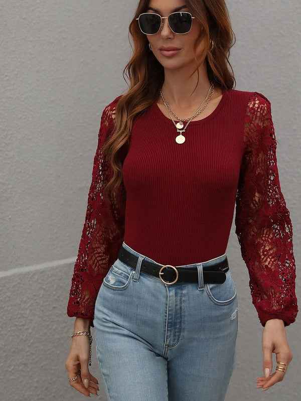 Women's Long Sleeve Round Neck Sweater WINE 17818839_b3ae4995-0089-4112-8d59-18fdf3660d1d