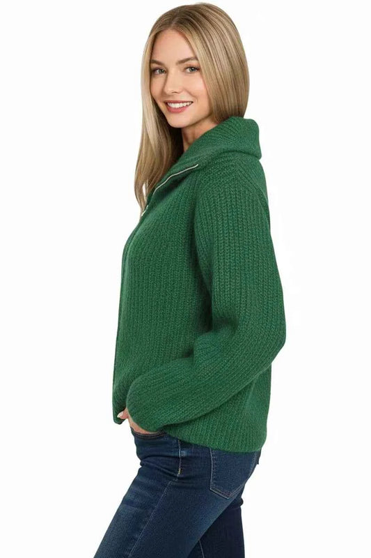 High Neck Full Zip Sweater Cardigan 1787b929-a889-48b7-9edf-6beeb6a6b44c-Max-Origin