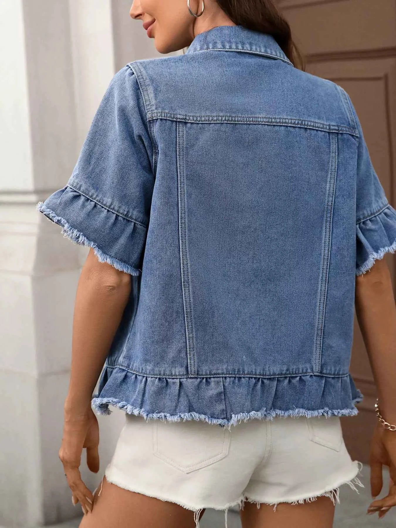 Raw Hem Button Up Denim Jacket 178fdad6c66f4bbb94d6acf6f326a323-Max-Origin