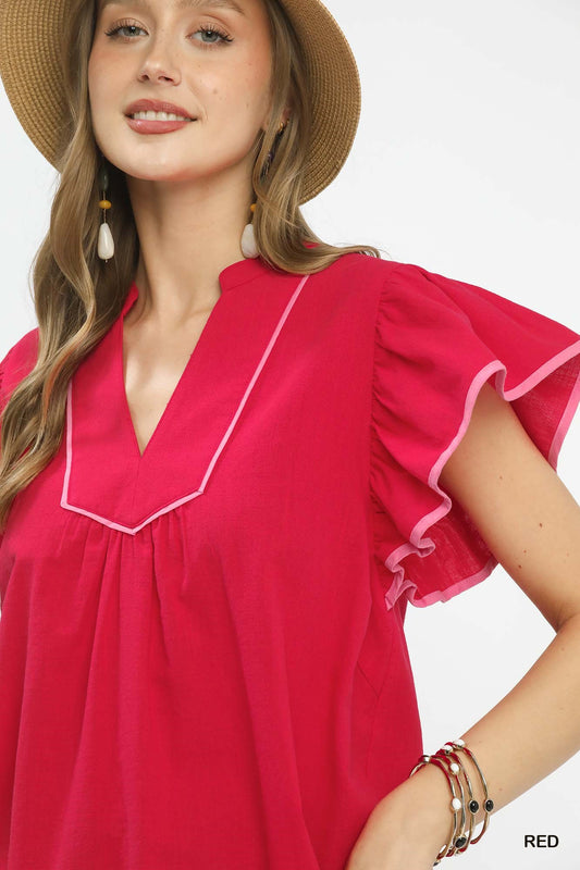 Contrast Trim Babydoll Blouse 17940066-cb0c-4a68-8b0d-063b6ade13f2-Max