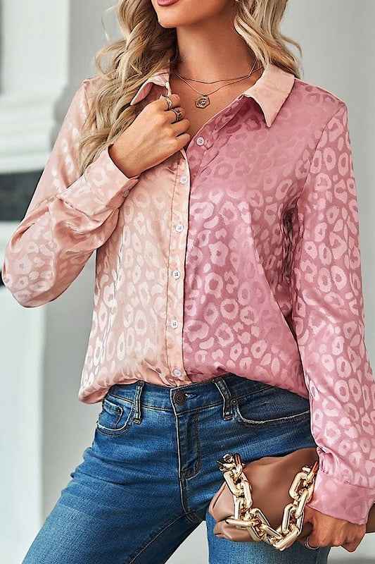 Satin leopard print button down shirt PINK MULTI 17941274_270acbb6-e1b5-47ea-8fc8-39b9a50bb7ca