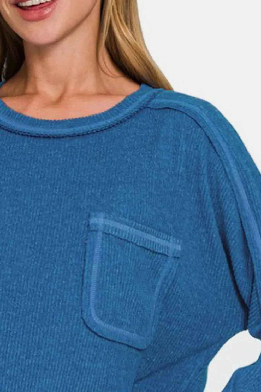 Zenana Full Size Contrast Stitching Brushed Ribbed Hacci Knit Top Plus Size 1795a2b1-bca5-4e27-9e12-047793c19ae0-Max