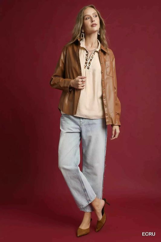 Long Sleeve Blouse with Leopard Print Trim 1798ffb2-4b74-4ee8-9216-0b5f09235a9e-Max-Origin