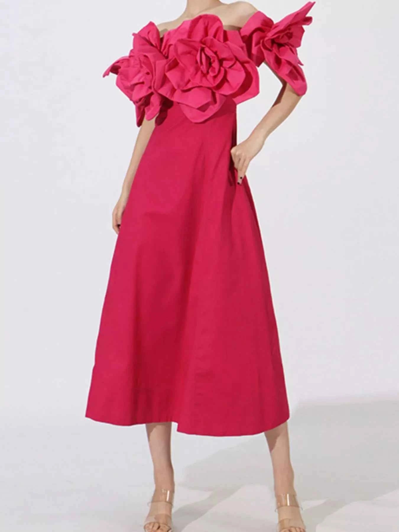 Flower Off-Shoulder Maxi Dress Rose Red 179eb7e9-445d-41c4-9dc6-e380e1111082-Max-Origin