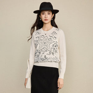 The Star & Floral Embroidered Wool Sweater Ivory White 17FC95AEBA2D35E3FBDC49CD3C9F5CB1_34552514-2a20-4589-b521-f5a99582c4d9