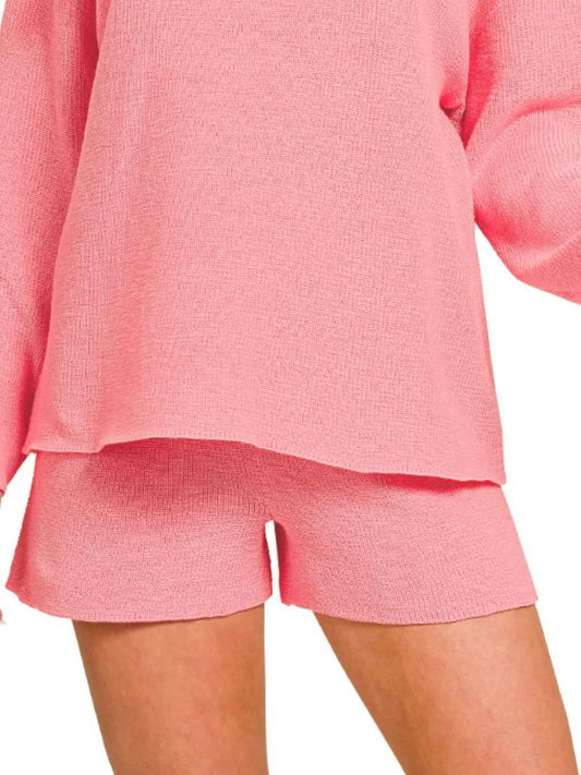 Round Neck Knit Top and Shorts Sweater Set 17a53bbb-a845-4f9f-9571-ae4d8442d836-Max-Origin