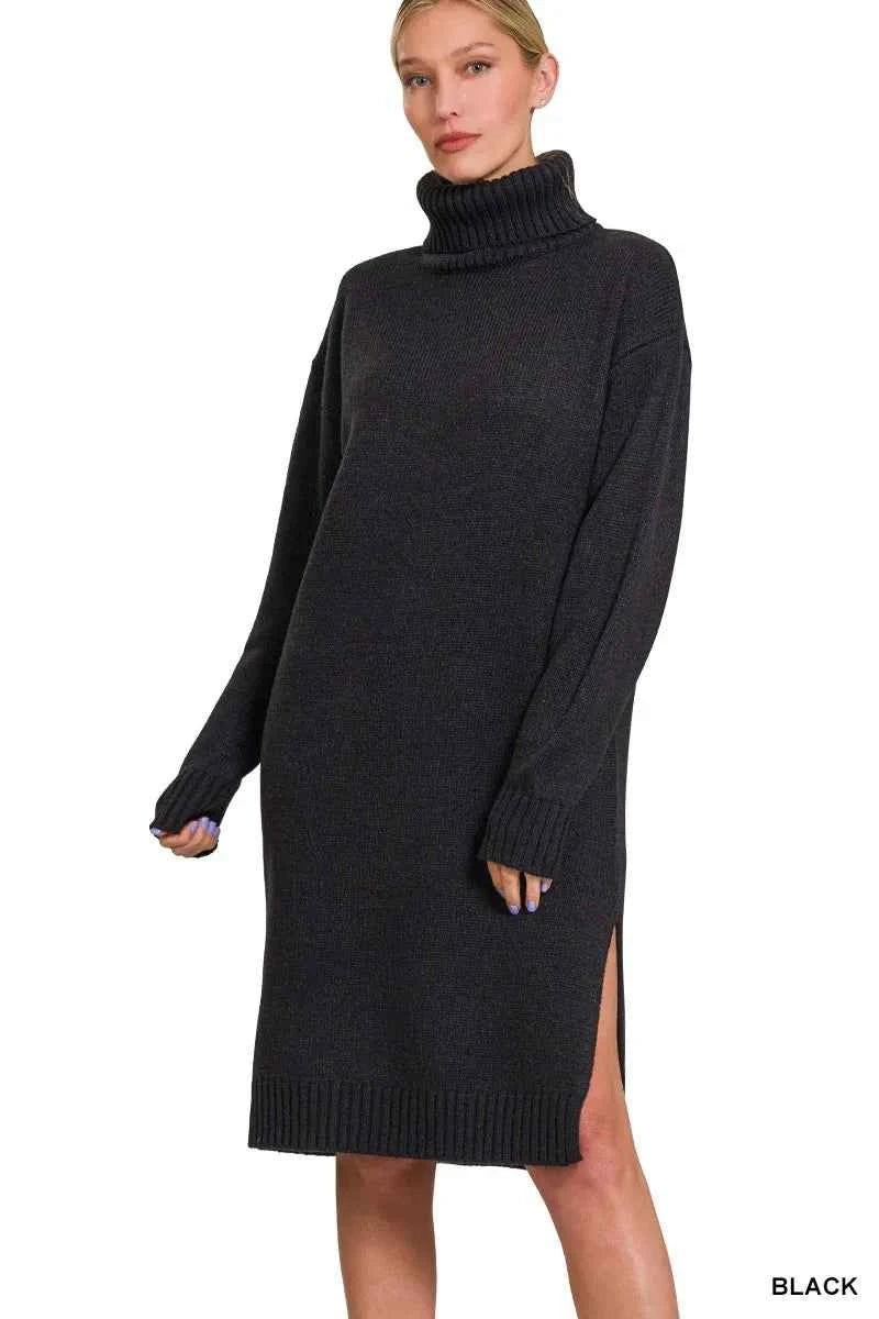 Zenana Turtle Neck Long Sleeve Midi Sweater Dress BLACK 17a5eed64e414f30842726c57e3d8552-Max-Origin