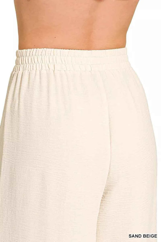 Woven Airflow Elastic Waistband Pants 17aea74f674a4f78ad41cb0a8b83f84f-Max-Origin