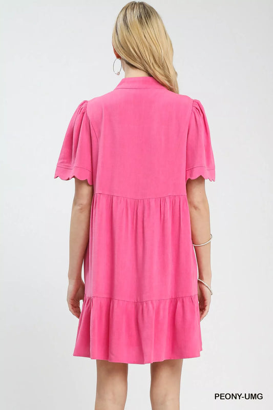 Linen Tiered Babydoll Dress with Scalloped Sleeves 17b03e7f-5224-4bd8-9183-ae23ccdd4de9-Max-Origin