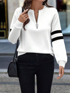 Striped Quarter Zip Long Sleeve Top 17b70b497767464ca4257606ed85e2ce-Max-Origin