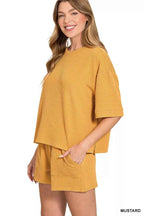 Zenana Raised Rib Short Sleeve Tee and Drawstring Shorts Set 17b86f4b-3310-4379-9078-1c6768f41416-Max-Origin