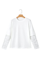 White Fake Two-Piece Lace Long Sleeve Drop Shoulder Tee 17baa165ac1a78a3