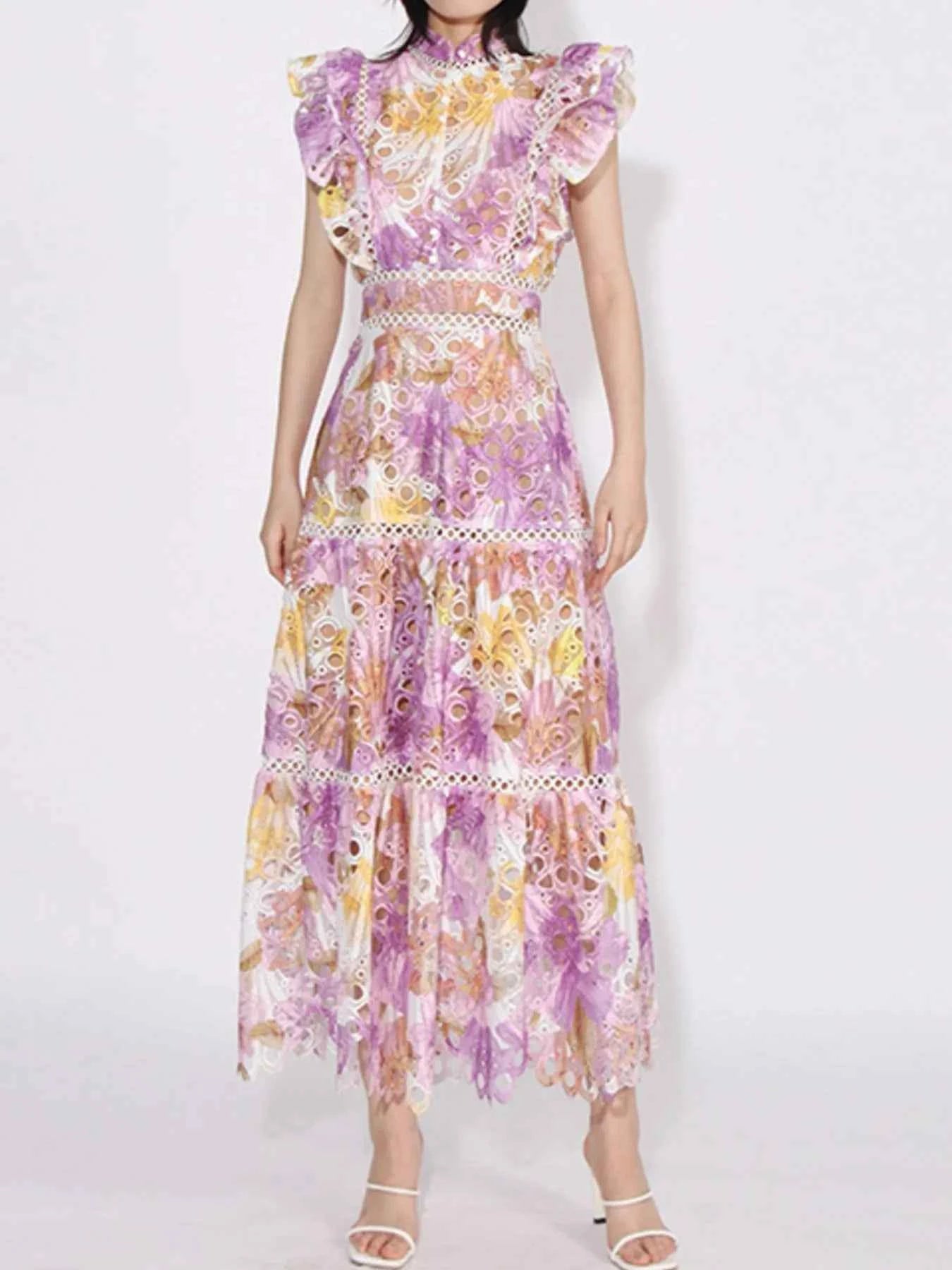Ruffled Hollow Out Tiered Midi Dress 17c0c6e5-b13e-4f9c-a46e-9c291794a6c6-Max-Origin