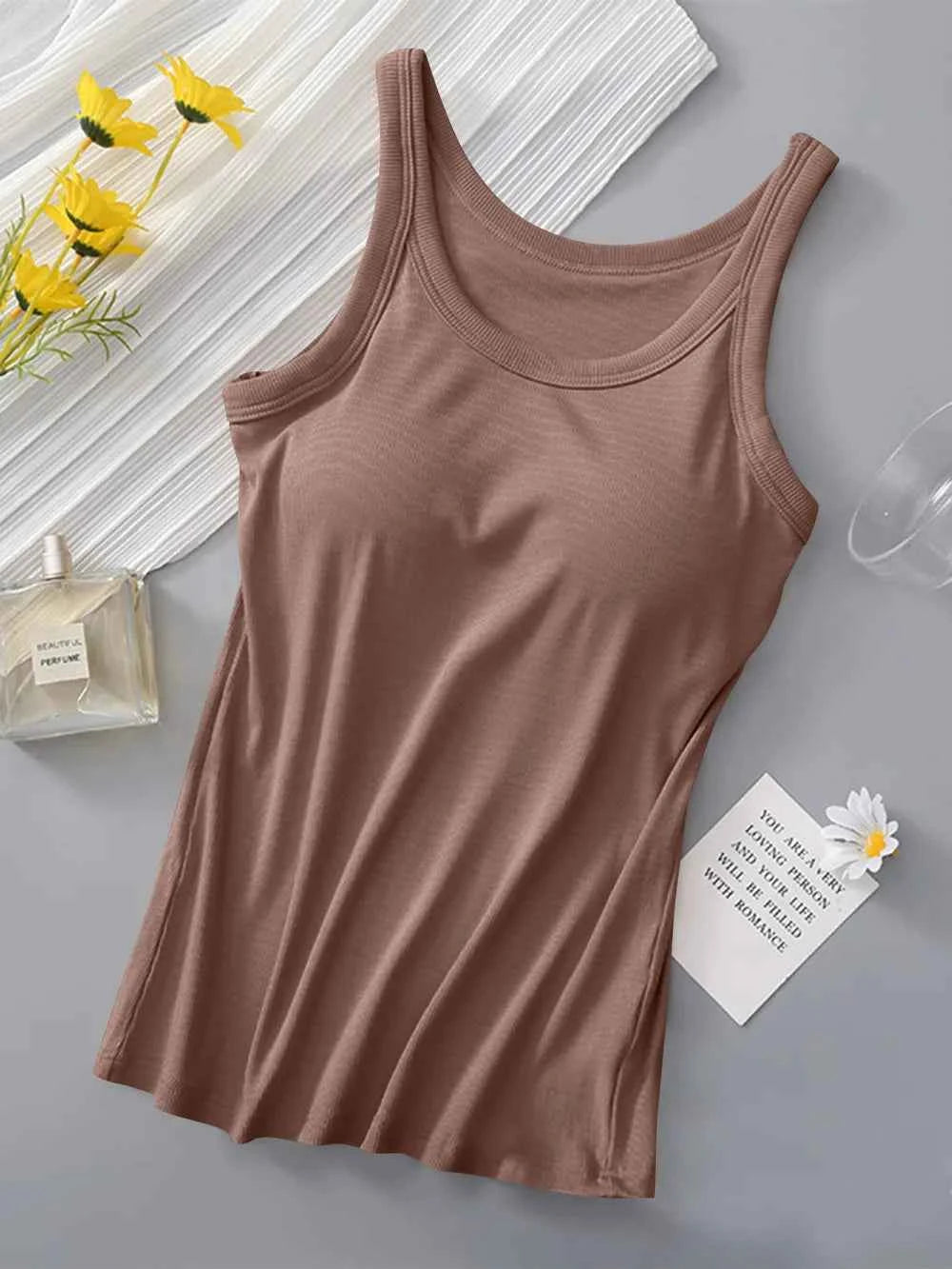Round Neck Tank with Bra Khaki 17c82ef3-bffd-479e-9cb2-2275f6963235-Max