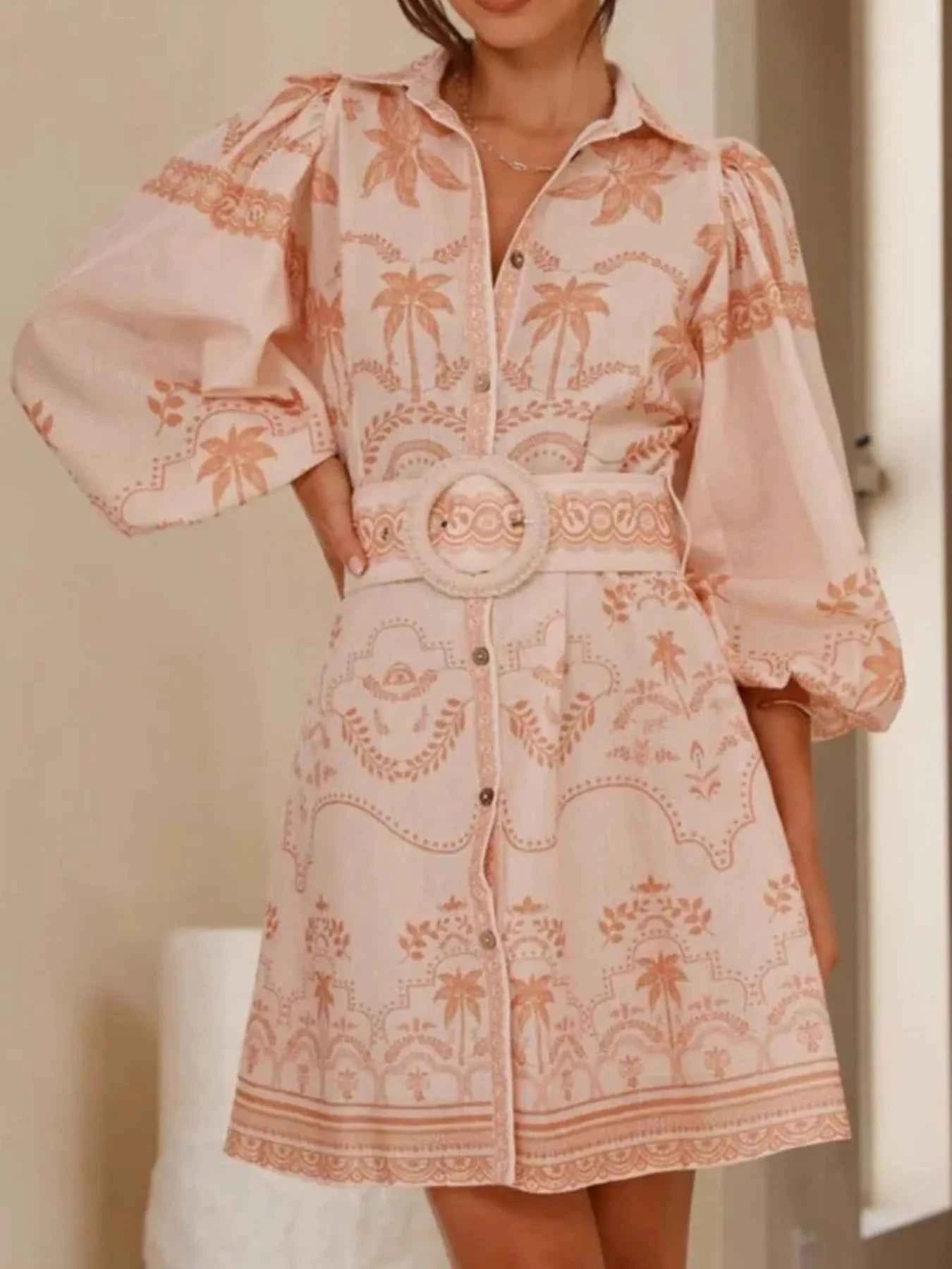Printed Button Down Shirt Dress with Belt 17ceef41-7748-46be-af82-ced2f1c37252-Max-Origin