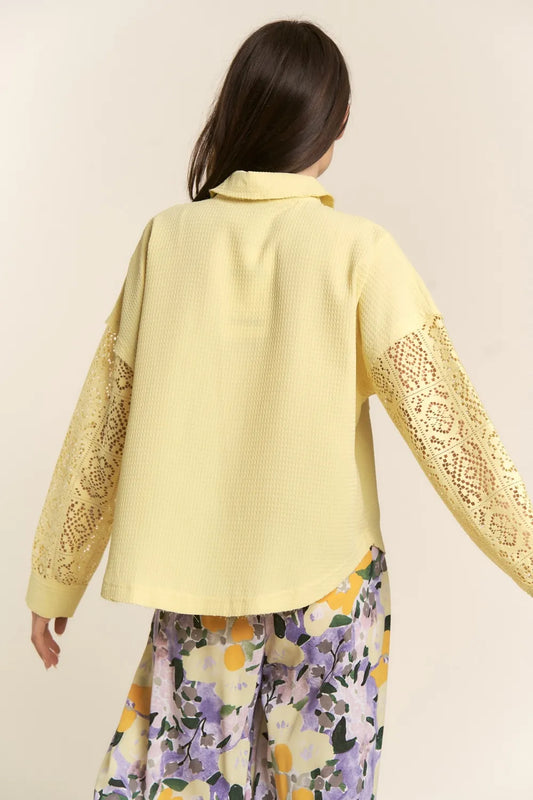 J.NNA Button Down Lace Long Sleeve Waffle Shirt 17dcb879-c122-4cf0-9d37-ab1ee34da403-Max