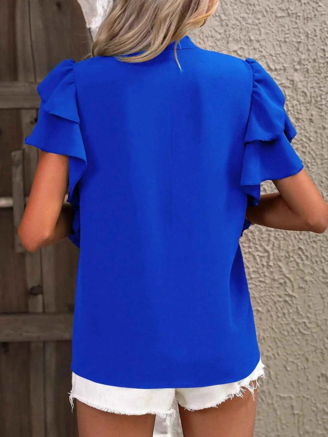 Ruffle Sleeve Notched Blouse 17eb2408-ac60-4ff3-9ec8-0126497b21e2-Max-Origin