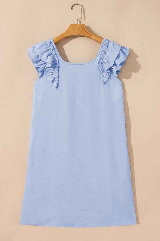 Abigail Textured Flutter Sleeve Bow Back Mini Dres 17ec8f1e-f97f-4cb5-9987-acd3569a224d