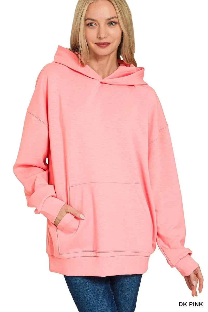 Zenana Oversized Scuba Hoodie with Kangaroo Pocket DK PINK 17f56f2f848147f592803fb0ddfc13e2-Max-Origin