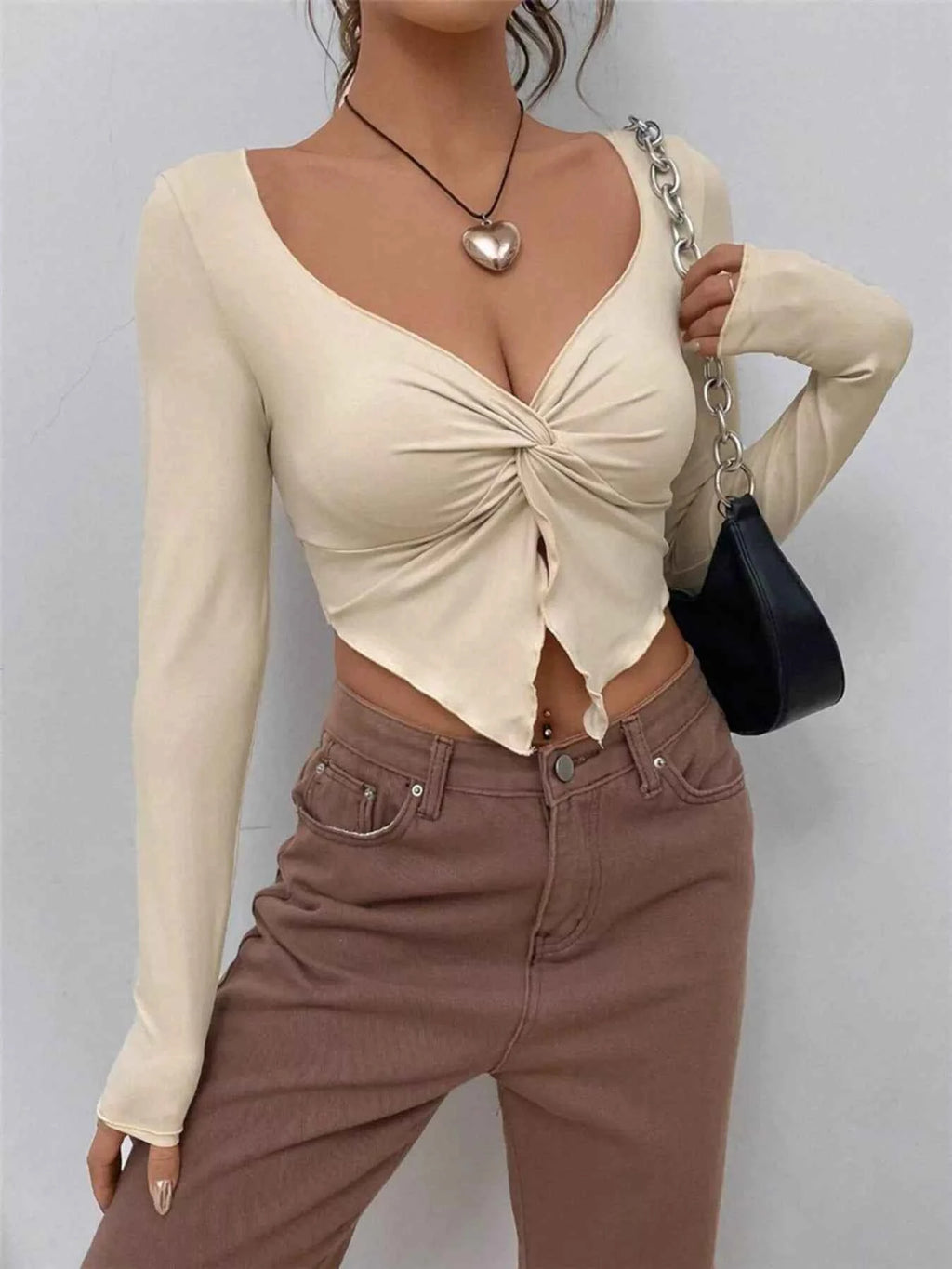 Twisted Front Long Sleeve T-Shirt 17f635f7bd2c4519ba8f0c098675a4f2-Max-Origin