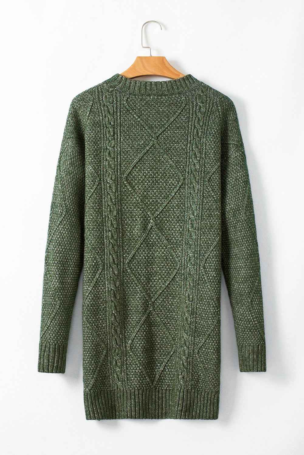 Oatmeal Cable Knit Drop Shoulder Loose Fit Sweater Dress 17f8d605fec04a63