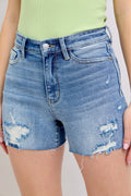 Judy Blue Full Size High Waist Denim Shorts W/stitch Over Destroy Detail Plus Size MD 17ffbe0bbfbd4f9ba3806ae9645b53f0-Max-Origin