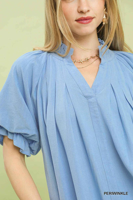 Linen V-Neck Flutter Sleeve Top 18072e43-a3b7-4b00-b7db-c3e845d4c9c3-Max