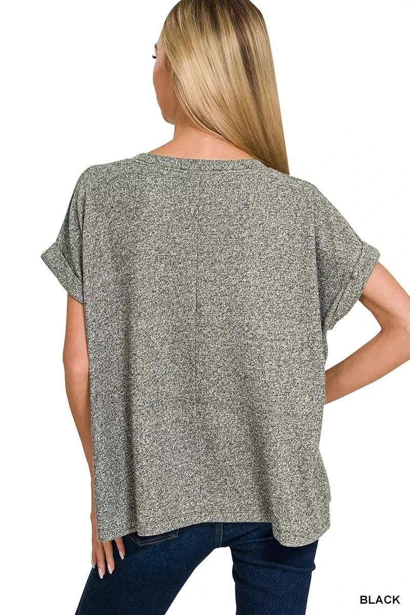 Zenana Soft Melange Hacci Short Sleeve Round Neck Top 1816a31c-fbce-4aa1-87e7-18280dffcab1-Max-Origin