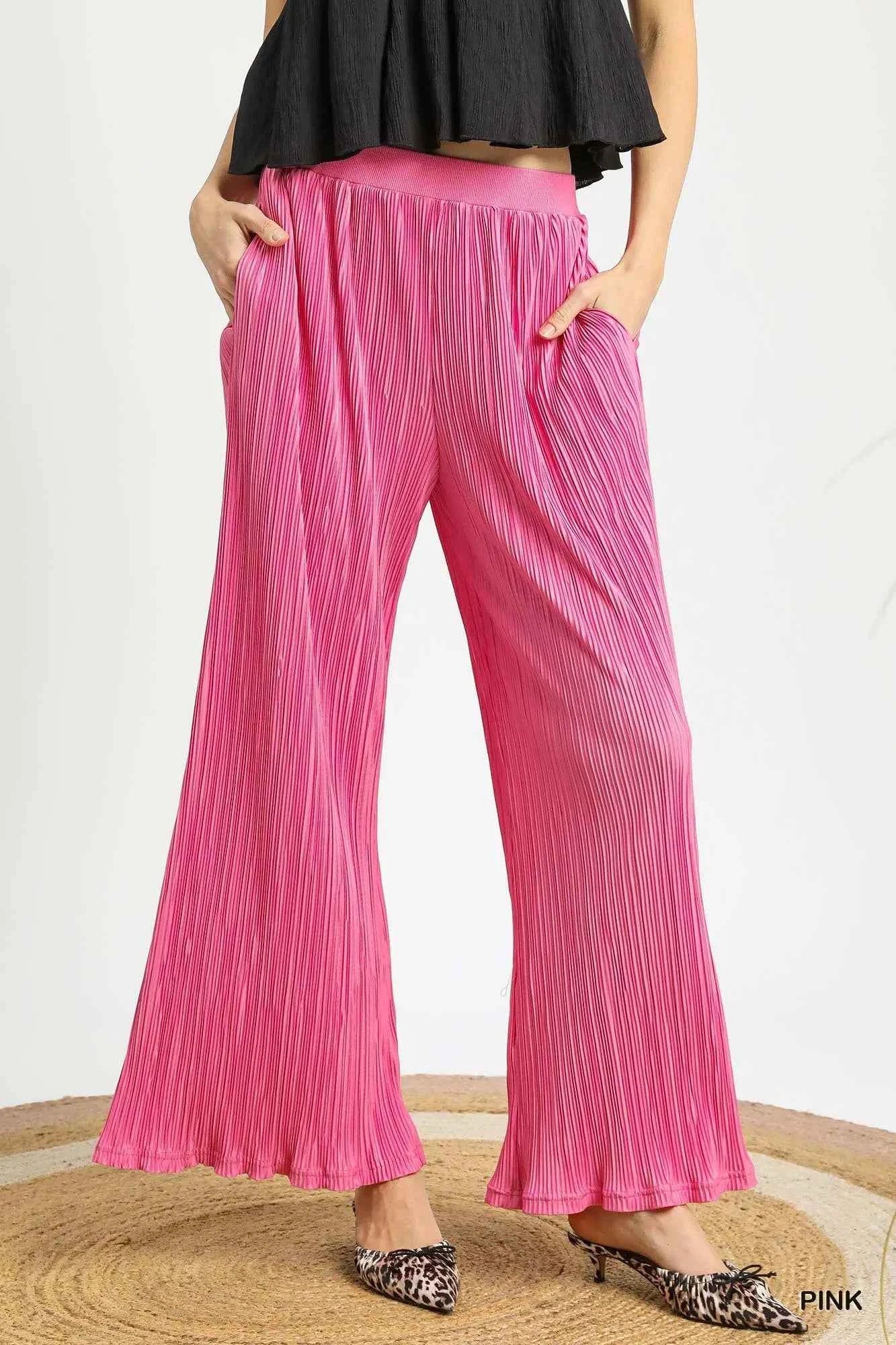 Umgee Wide Leg Textured Pants 181a372e-847a-474d-9c03-21431aa2de52-Max-Origin