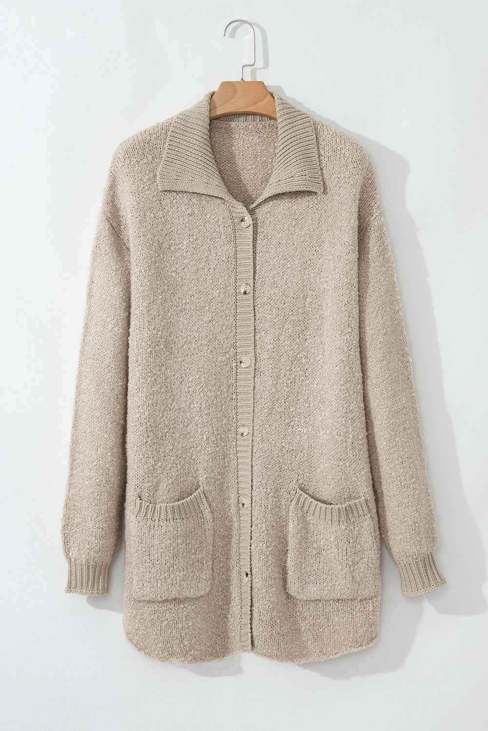 Jet Stream Collared Drop Shoulder Button Up Cardigan with Pocket 181ae53681d6325b