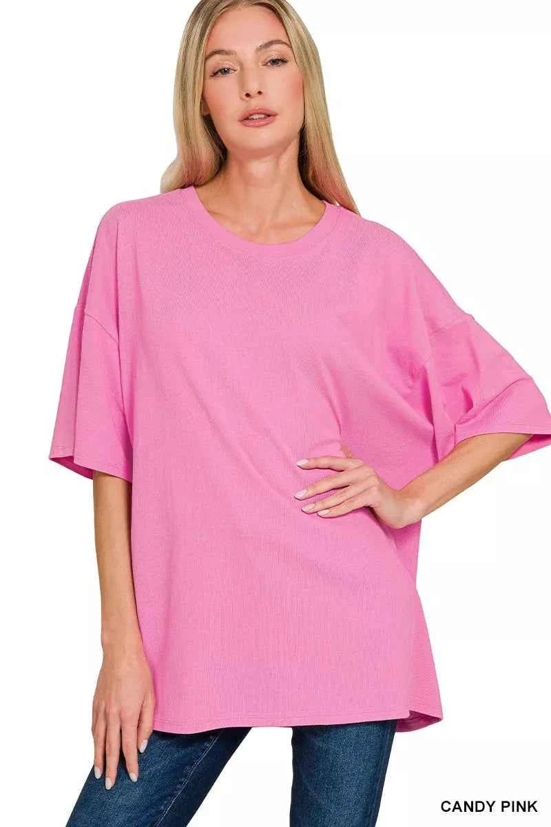 Zenana Cotton Short Sleeve Oversized Tunic Tee CANDY PINK 181b6a0aa6ce48859b4addc22f8a5297-Max-Origin