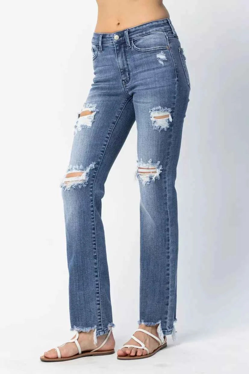 Judy Blue Full Size Mid Rise Destroy Straight Jeans Plus Size 181cca3a-c9c7-4719-96a4-d3ace53ac517-Max-Origin