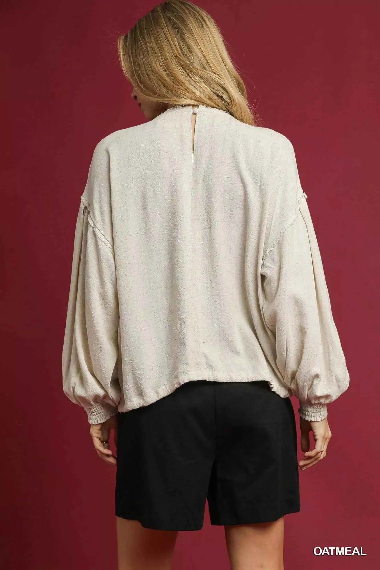 Umgee Linen Long Sleeve Top with Drawstring 182ddf4d-43cd-4275-87e2-3e2a344e518d-Max-Origin