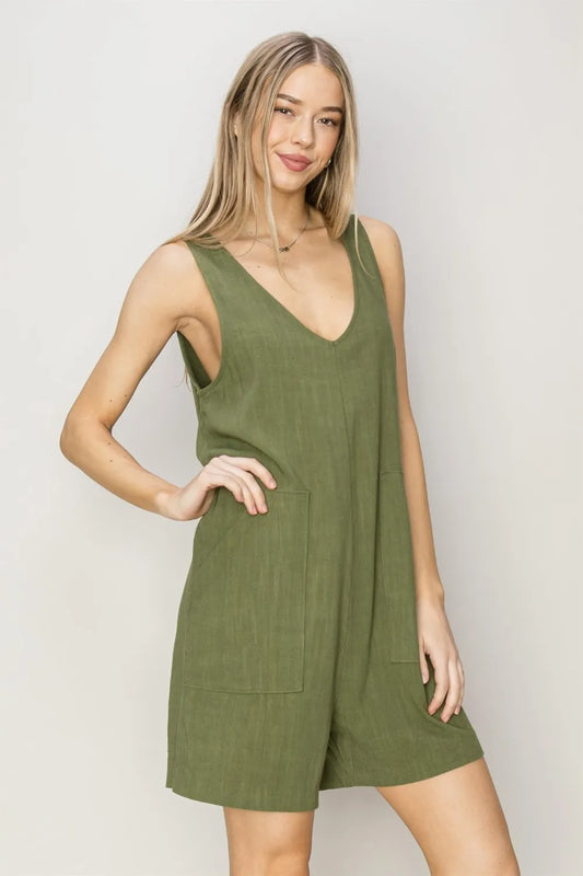 V-Neck Sleeveless Romper with Pockets 1830e1ef-cb5f-4a3b-95f7-6be591c4f2e9-Max