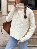 Ribbed Hem Turtleneck Long Sleeve Sweater White 183766b8-65ff-463d-9404-d62fdca82bf4-Max-Origin