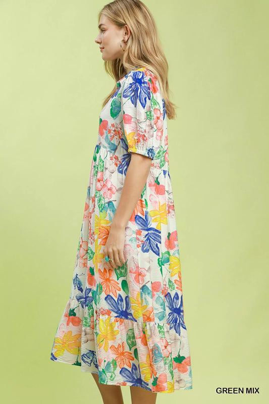 Watercolor Floral Tiered Midi Dress 183f87ea-78b4-4bd6-bad3-f56abde35b2d-Max-Origin