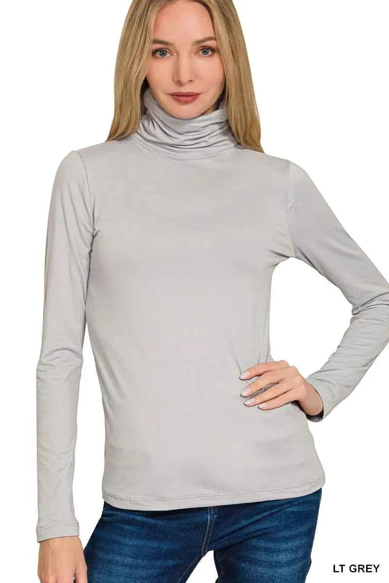 Premium Microfiber Mock Neck Top LT GREY 18525b11e4574a91999758fdf2f59438-Max-Origin