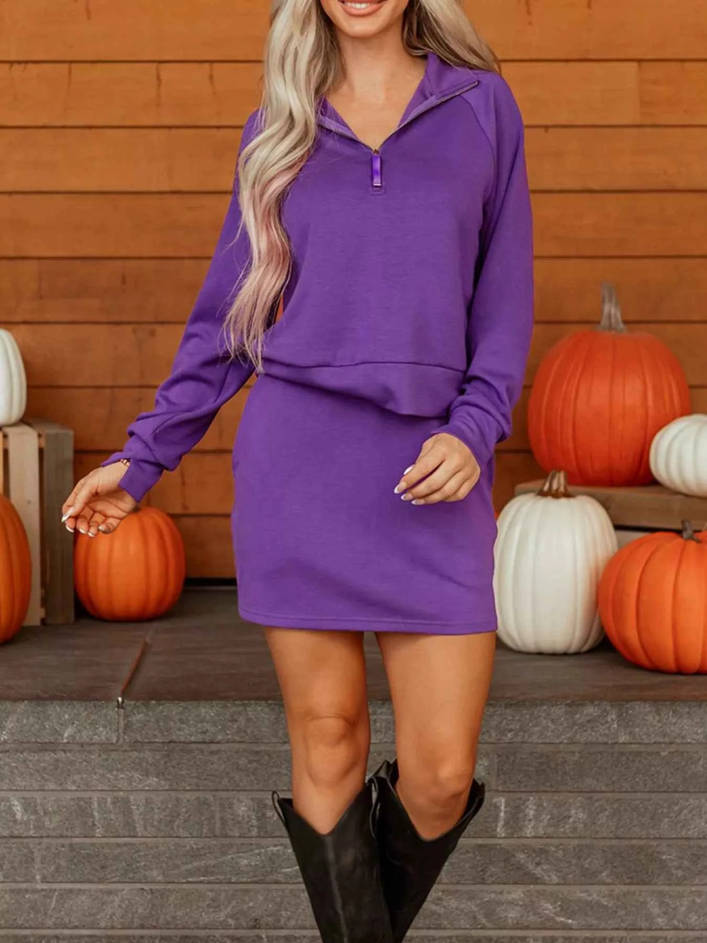 Half Zip Long Sleeve Top and Mini Skirt 2pcs Outfit 185e16fe-57a8-428d-83ed-f888c8b95909-Max-Origin