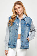 Women's Denim Jacket with Fleece Hoodies Medium Blue 18614728_44e54b1f-33a8-4667-a1dd-c5e0868a9423
